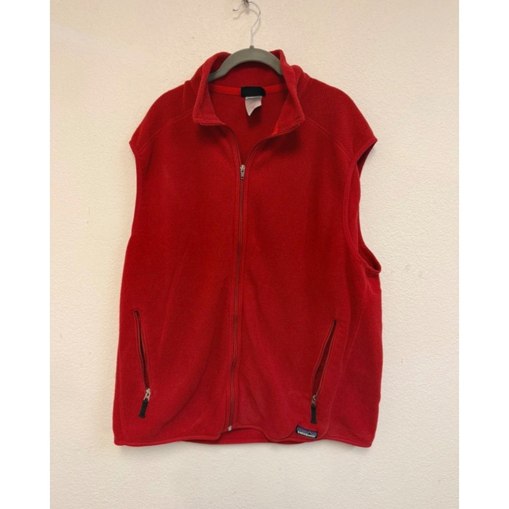 Patagonia Synchilla Men's XXL Red Fleece Vest Full Zip Zip Pockets Vintage